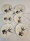MCM Red Wing Capistrano DESSERT PLATES (6) VINTAGE Textured Swallow Hand Painted
