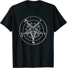 New Limited Samael Lilith Goat Pentagram Baphomet T-Shirt