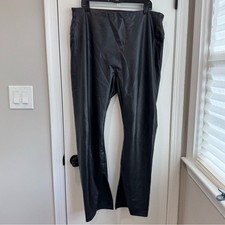 Spanx Faux Leather Leggings Pants with Slit Hem High Waist Black Plus Size 2X
