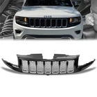 Black Honeycomb Mesh/Chrome Ring Front Grille For 14-16 Grand Cherokee 5.7L/6.4L