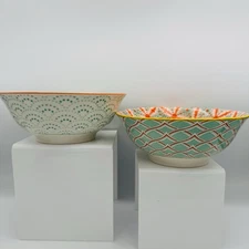 BW Boston Warehouse Porcelain Bowl Retro Design Cereal Soup Set Of 2