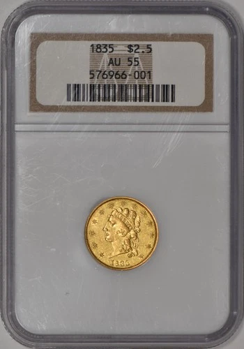 1835 Classic Head $2.50 Gold Quarter Eagle NGC AU55