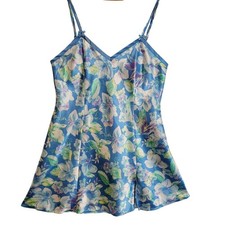Delicates Floral Satin Mini Slip Dress Coquette Bows Lingerie Romantic Size L