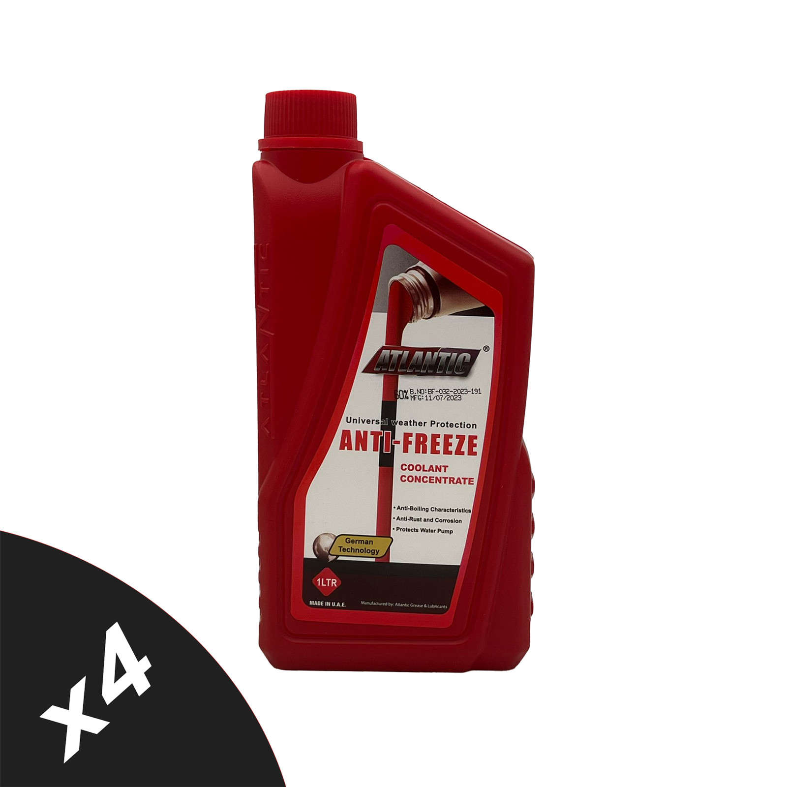 Red Antifreeze Coolant Concentrate OAT Extended Life Coolant  SAE J 1034 4x1L