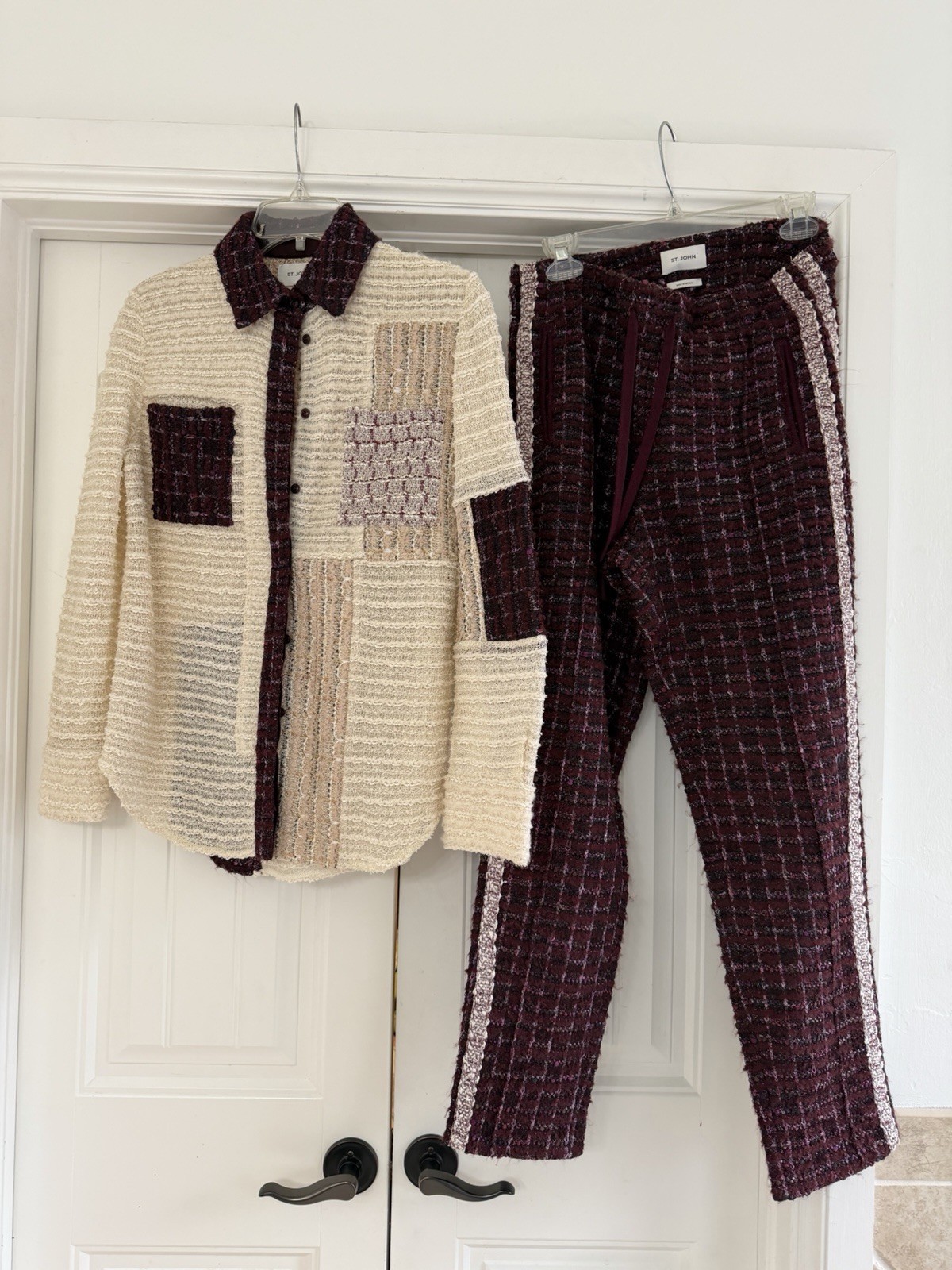 ST. JOHN Boucle Patchword Button Down Top & Pant … - image 2