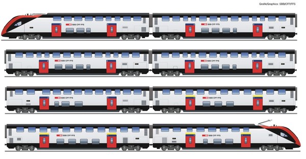 Roco H0 7710007 8-Tlg. Set: Fernverkehrs-Doppelstockzug Rabe 502 Sbb Dcc-Digital-image