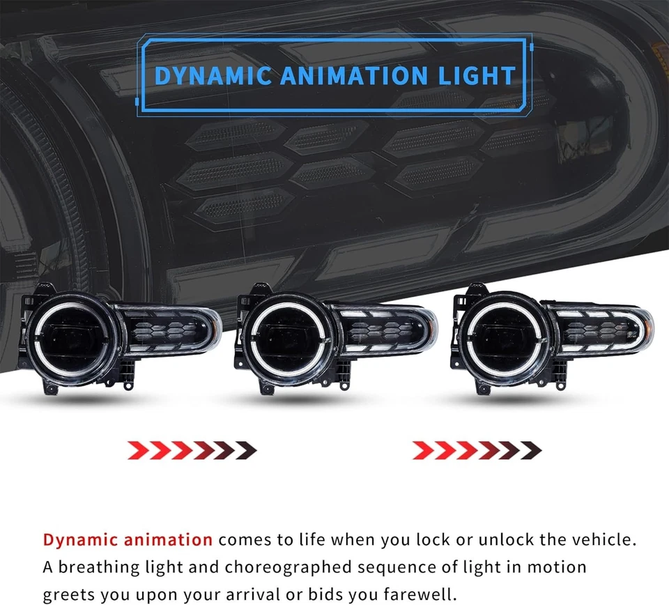 Para 2007–2015 Toyota FJ Cruiser LED projetor faróis conjunto par esquerda+direita - Imagem 4 de 4