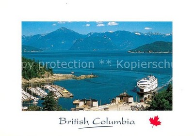 Horseshoe Bay BC Canada ABC Ferry approaches the terminal Aerial view