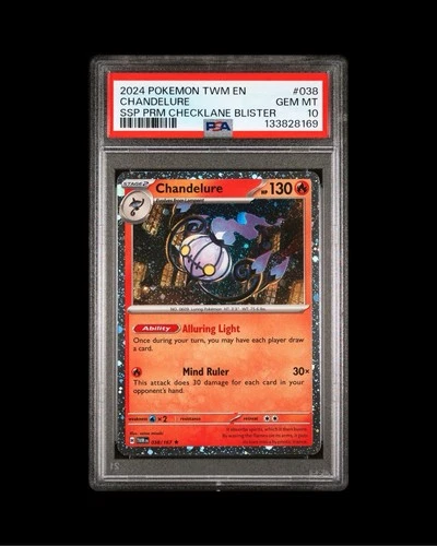 🌀 Pokemon TWM 038/167 - Surging Sparks Chandelure - Triple Swirl - PSA 10 🌀