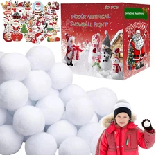 Artificial Snowballs 50 Pcs,Indoor Fake Snowball Fight Set for White 