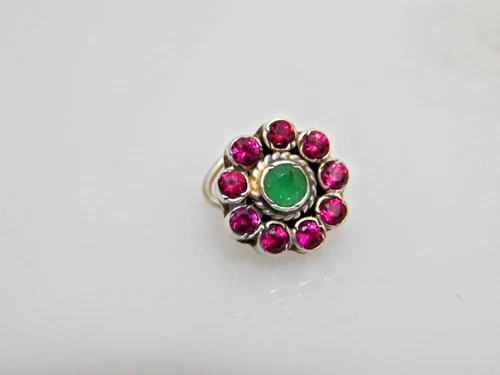 Ruby Emerald 925 Sterling Silver Nose Ring Jewelry Handmade gift for her
