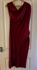 River Island Burgundy Cowl Neck Cap Sleeve Bodycon Midi Dress Size M