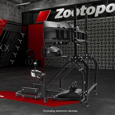 Zootopo Racing Simulator Cockpit With Triple Monitor TV Stand Fits Logitech G923