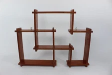 Vintage Wooden Shadowbox Shelf 18x13 Mid Century Display Wall Hanging Geometric