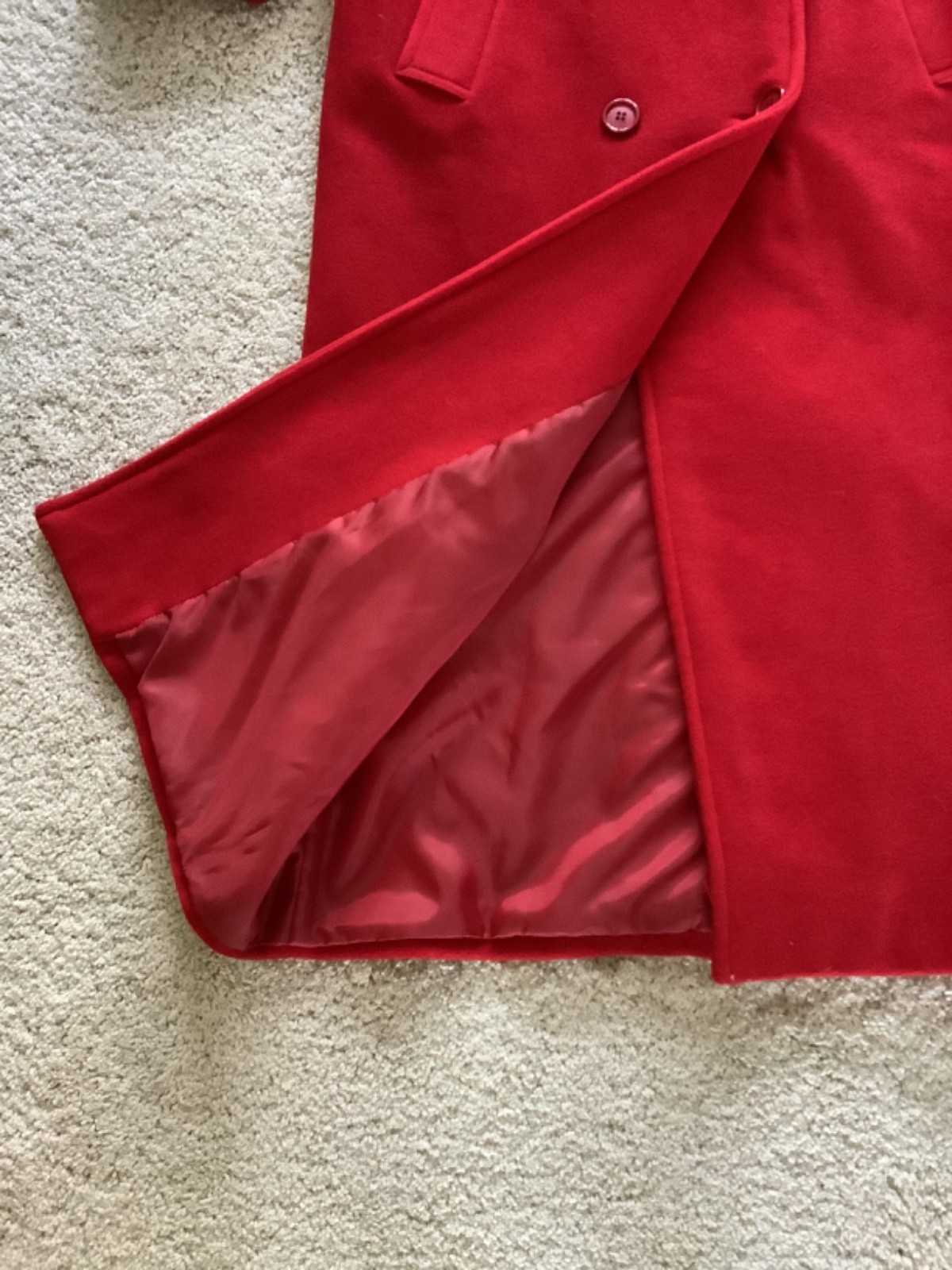 WOMENS SOLID RED 100% WOOL DOUBLE BREASTED OVERCO… - image 9