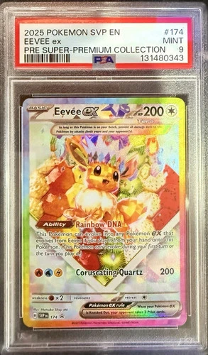 PSA 9 MINT Eevee Ex SVP 174 Pokémon Prismatic Super Premium Collection Promo