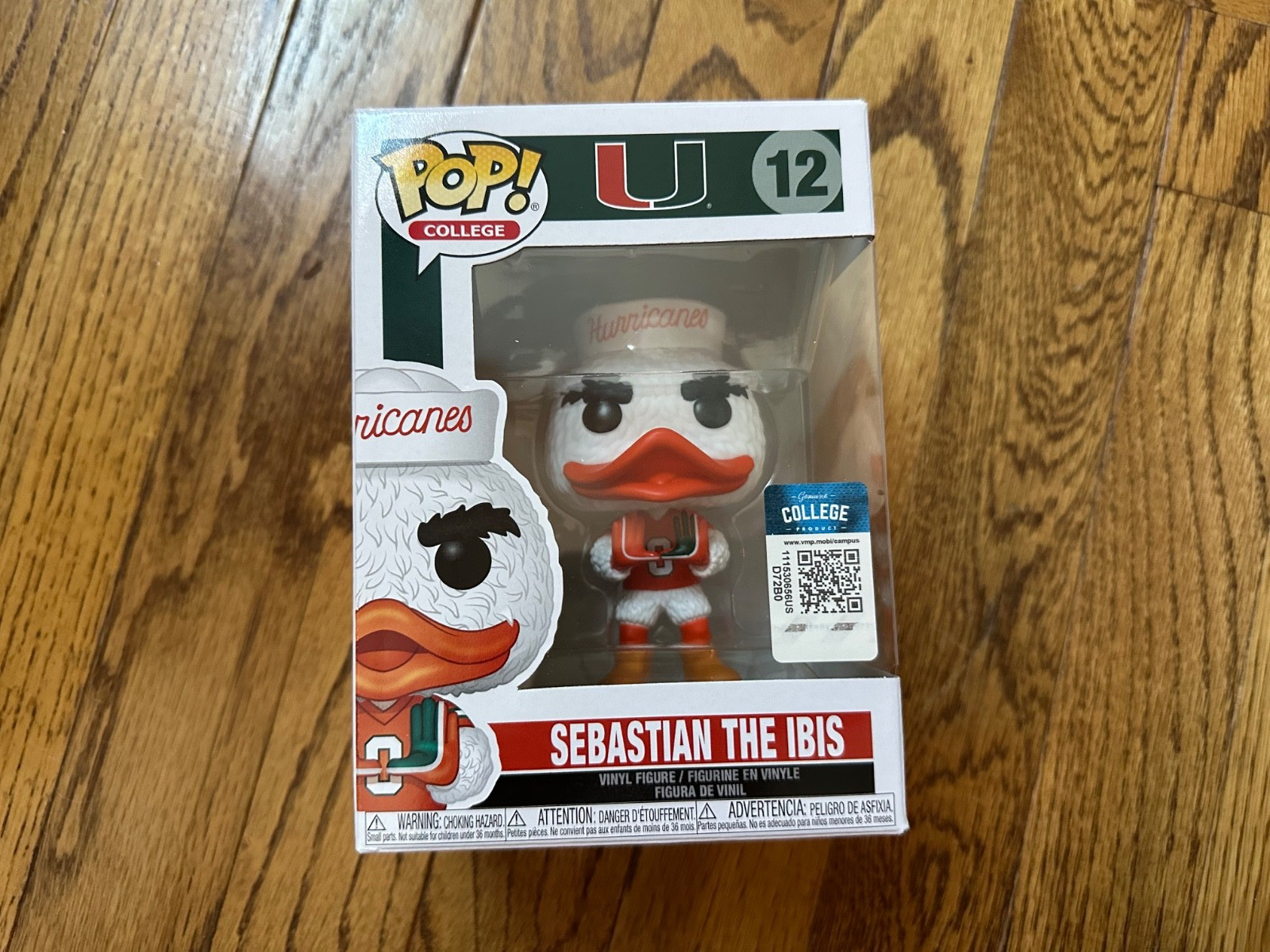 Figura Vinilo Funko Pop College Miami Hurricanes Sebastian The Ibis 12 Nueva En Caja