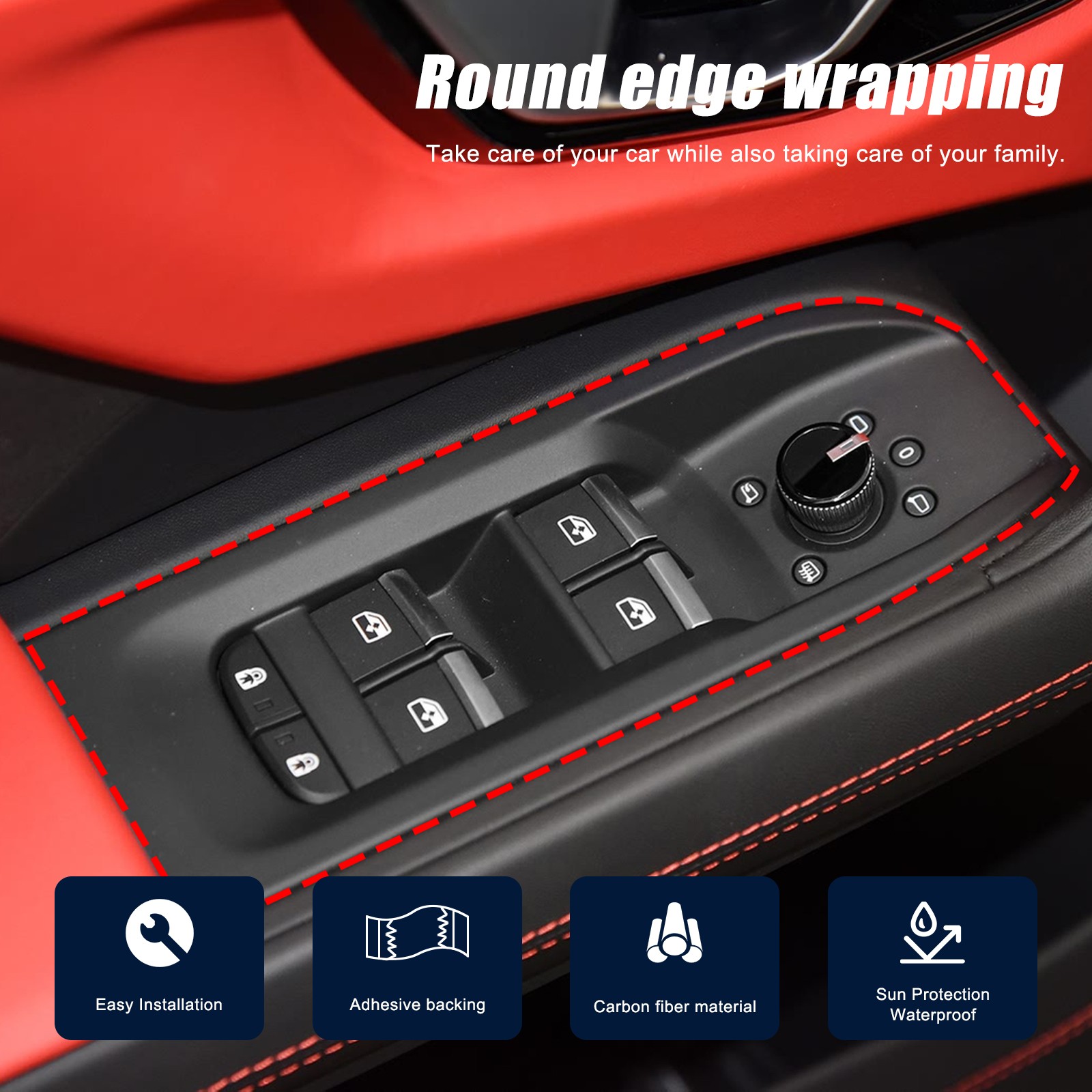 Real Carbon Fiber Window Lift Switch Panel Trim For Lamborghini URUS 2018-23 US