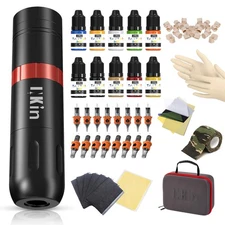 Tattoo Gun Kit Complete for Beginners,Ultra Wireless Tattoo Machine Kit Profe...