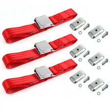 Chevy Truck 1955 - 1959 Airplane 2pt Red Lap Bench Blt Kit Wbkts 3 Belts