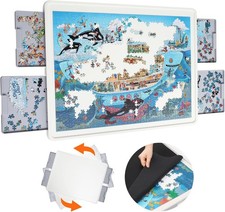 1500 Pieces Rotating Plastic Puzzle Board with Drawers and Cover, 35"x27" Por...
