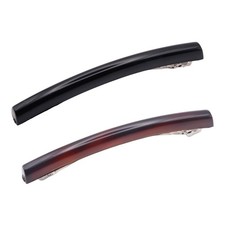 Parcelona French Long Narrow Large Automatic Cellulose Hair Barrette Set of 2