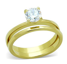 6MM CZ Engagement Ring Set Round Cut AAA 14k Gold Plated Size 5 7 8 9 10