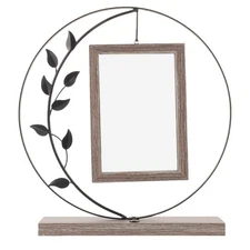 Metal Leaf Shaped Floating Photo Frame for Family Desk Display - 6 Inch Vintage