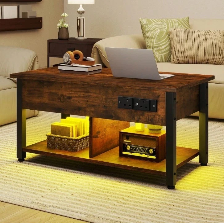 Wooden Coffee Table with Storage Lift Up Top and Shelf for Living Room - Image 2 of 4