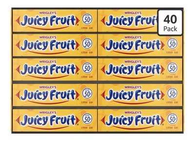Wrigley's Juicy Fruit Chewing Gum 40 Pack Fruit Flavor Stick Box