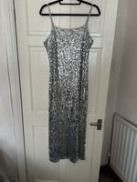 Silver Sequin Evening Party Dress Size 12