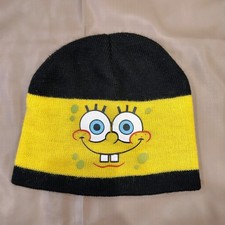 Nickelodeon SpongeBob Boys Beanie Knitted Hat Black Yellow Wide Eyes B69