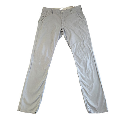 Mens Armani Jeans Trousers W34 L34 Slim Fit Grey Striped Wash Zip Fly 