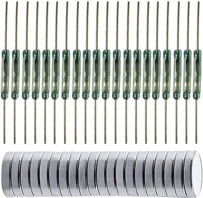 20Pcs Glass Reed Switch Reed Contact Normally Open (N/O) Magnetic Induction Swit