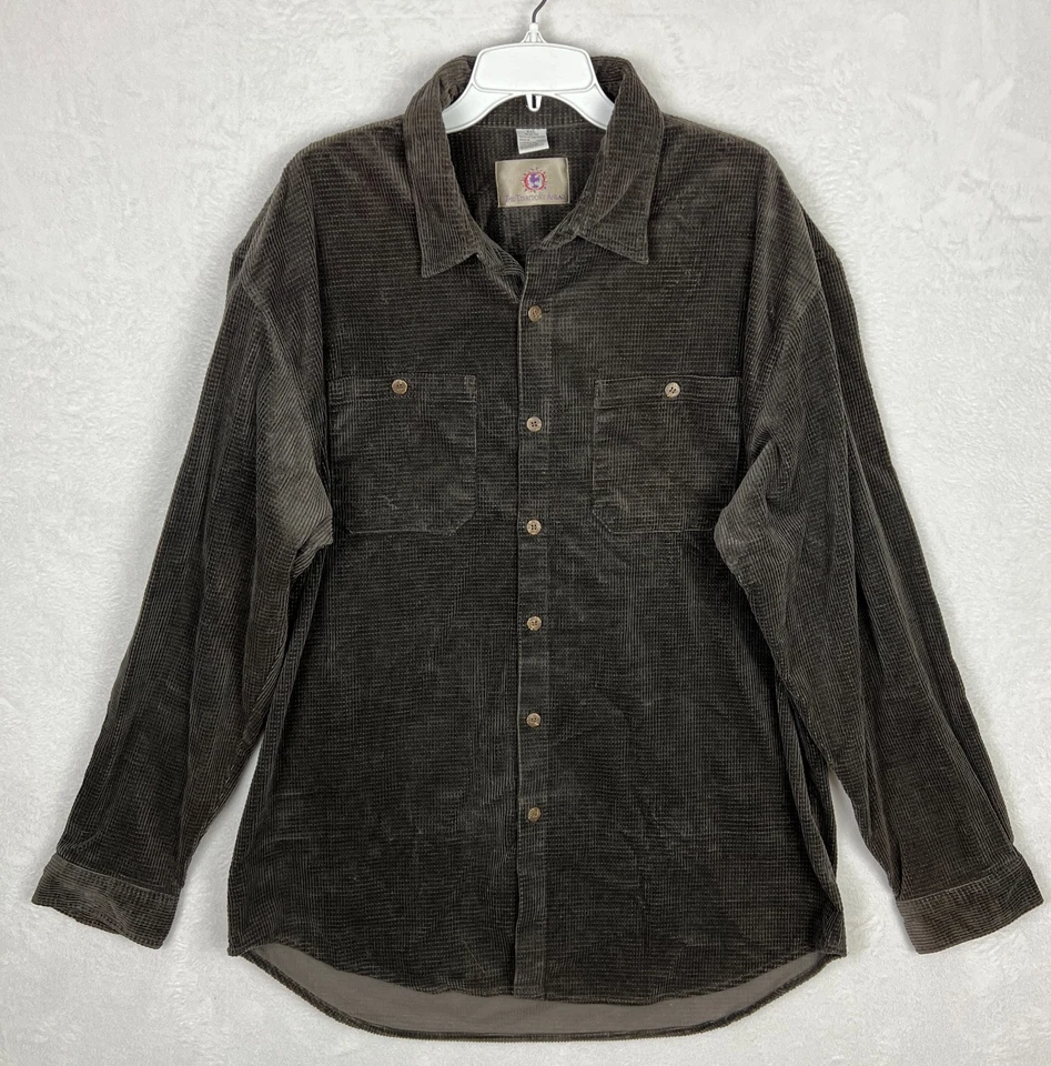 Camisa masculina de veludo The Territory Ahead 2XL com botões manga longa bolso trabalho - Imagem 2 de 4