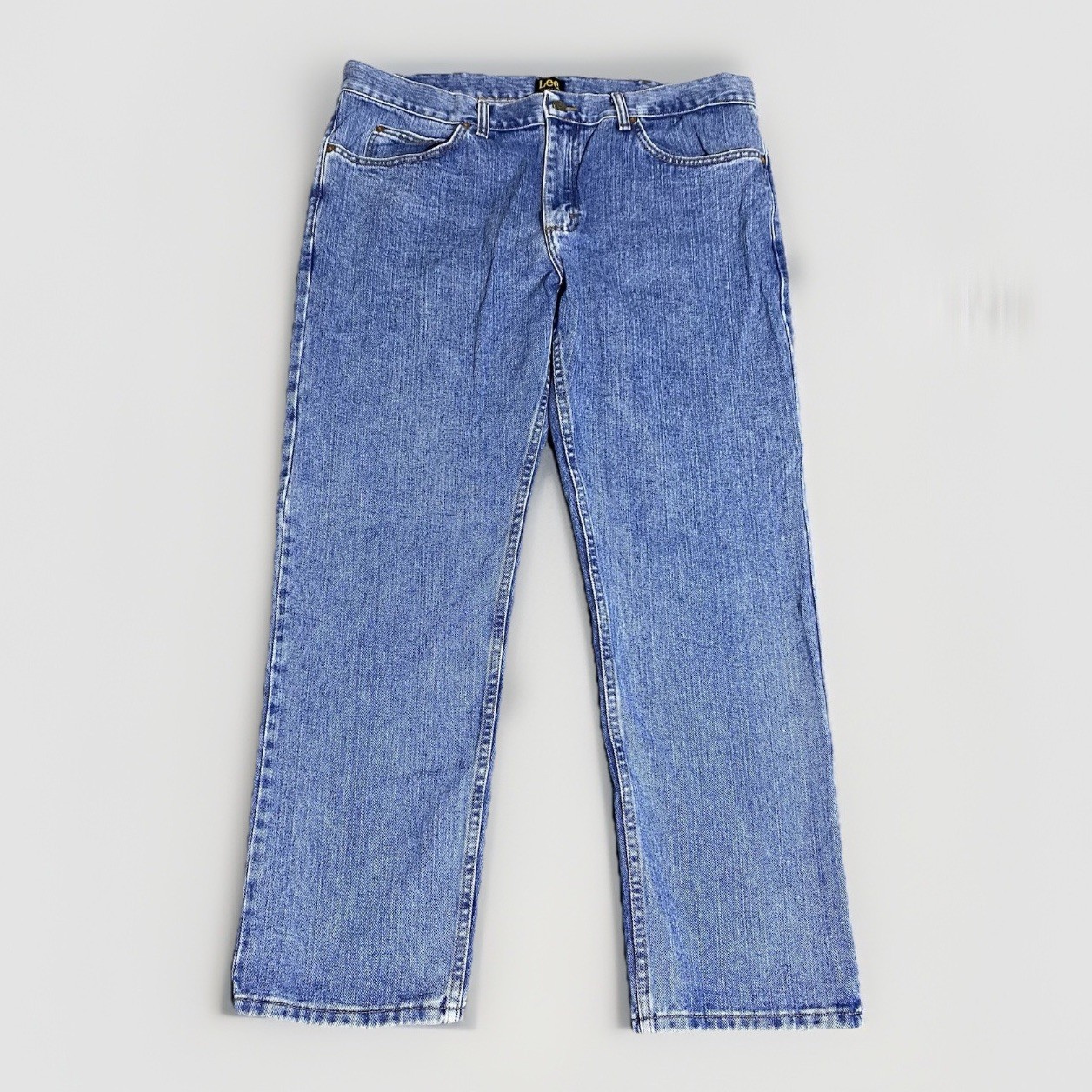 Vintage Lee Jeans Mens 38x30 Blue Denim Straight Leg Classic Fit Made USA 90s
