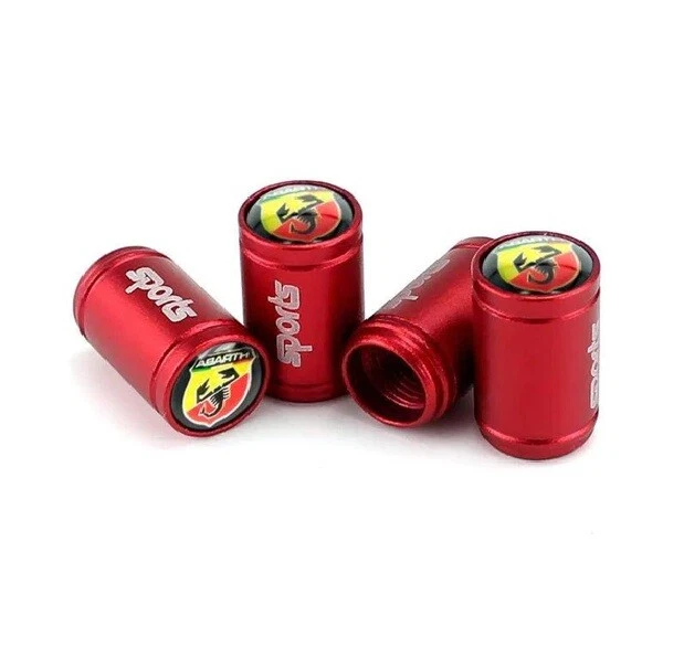 4 Valve - Bouchons de Pneu Logo - Abarth Fiat - Rouge - Photo 1/1