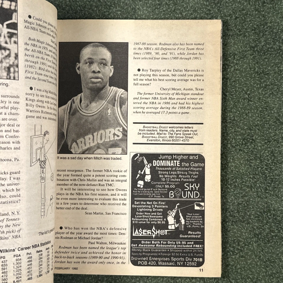 Revista de resumen de baloncesto de febrero de 1992 Scottie Pippen, Chicago Bulls NBA Foto 4 de 4