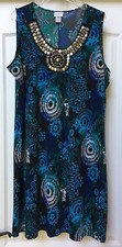 JACLYN SMITH Tank Multi Color Dress With Gorgeous Neckline  Ornament , Size 2X