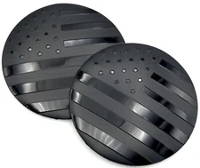 2x Black Patriotic American Flag Decal Sticker Emblem Aluminum Dome  56mm 2.20"