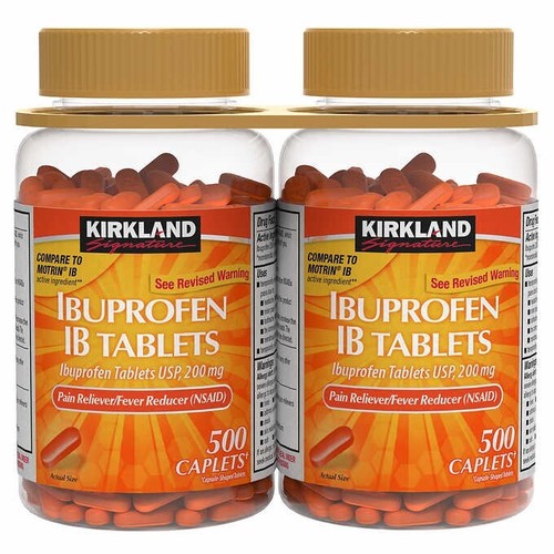 Kirkland Signature Ibuprofen IB 200 mg 500/ 1000 Caplets (1 or 2 Bottle