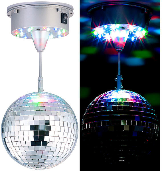 Boule disco rotative 15cm dotée de 18 LED et 2 effets de lumière