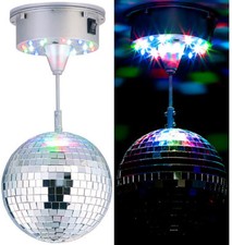 Boule disco rotative Ø 15 cm avec socle, 18 LED colorées et 2 effets lumineux -