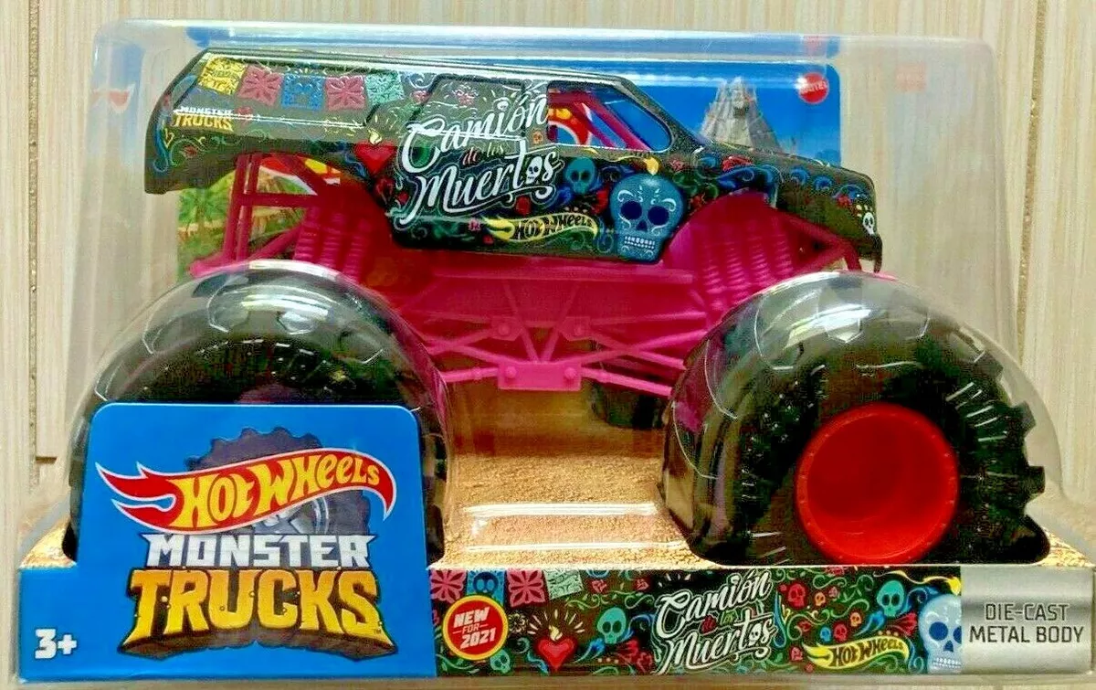 Hot Wheels Monster Trucks, Oversized Monster Truck, 1:24 Scale Die-Cast Toy  Truck with Giant Wheels and Cool Designs