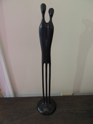 VINTAGE LOUISE HENDERSTROM DESIGN BRONZE 17INCH TALL 2 BECOME ONE FIGURE STATUE