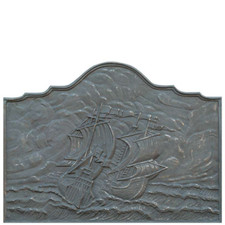 Plaque de Cheminée en Fonte 'Voilier' marque LUNAWAY  | Dimensions 100x74h x 2cm