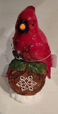 Transpac Dol Perched Red Cardinal Battery Operated Holiday Christmas Decor NWT