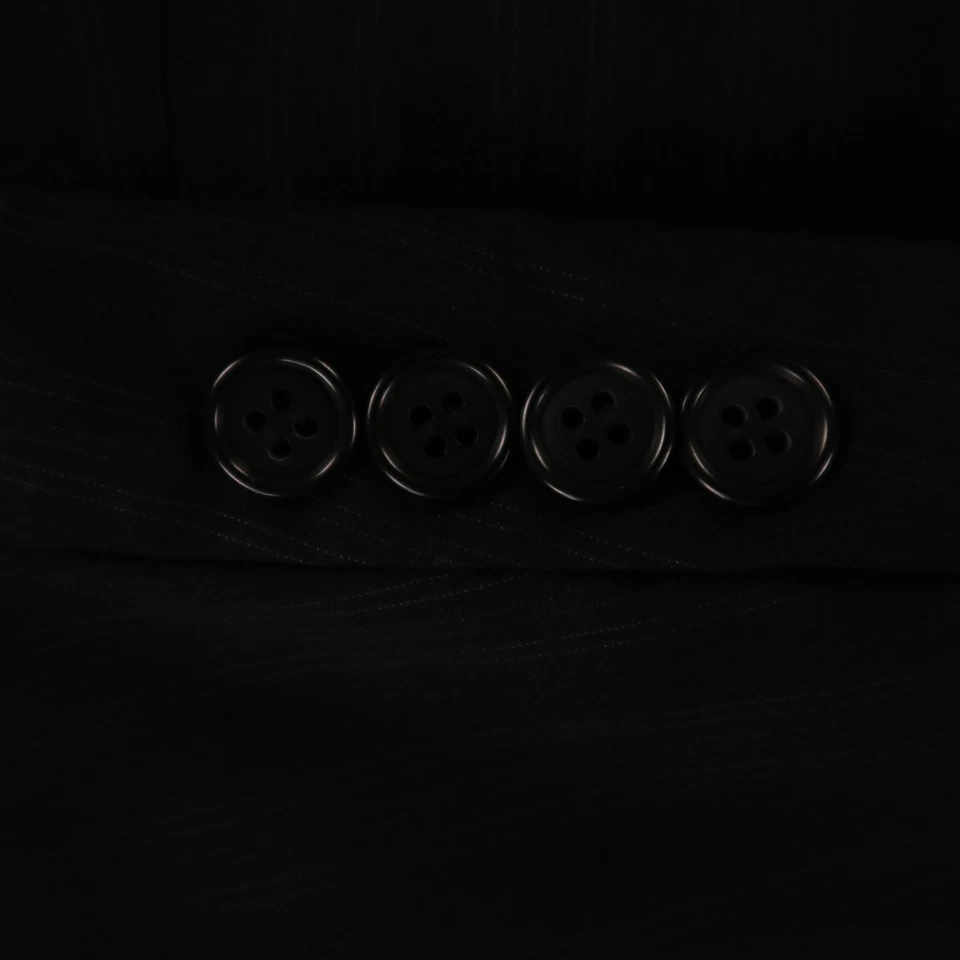 Chalk Stripe Suit L LT Black 100% Wool Hopsack Worsted Kenneth Cole 44L 38x31 - Image 4 of 4