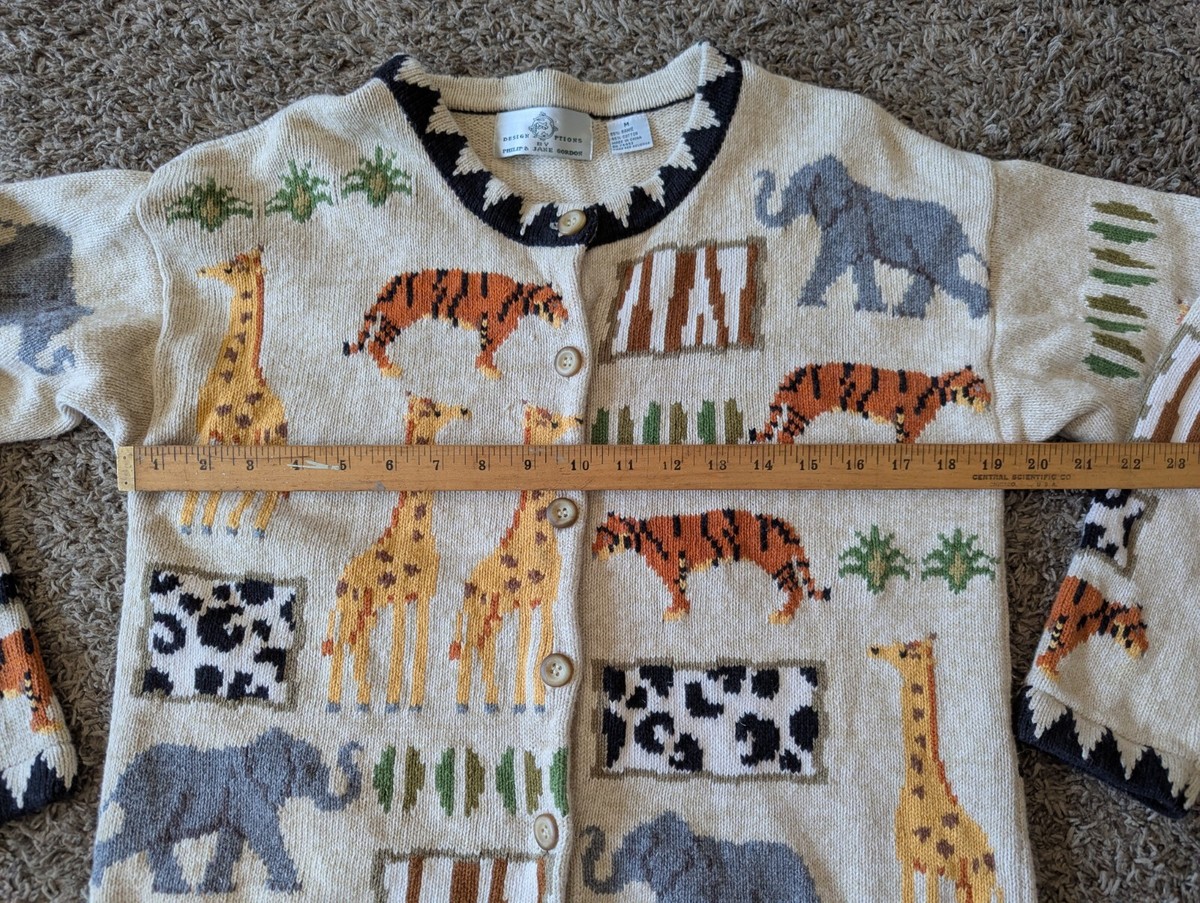 Philip & Jane Gordon 犬 犬小屋 カーディガン M Vintage Design Options Phillip Jane Gordon Safari Animals