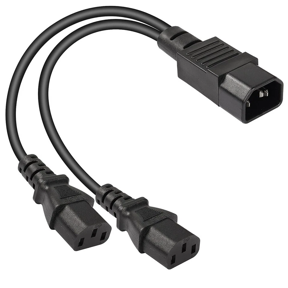 IEC 320 UPS Server Y Splitter C14 to 2 x C13 Power AC Conversion Extension Cable - Image 3 of 4